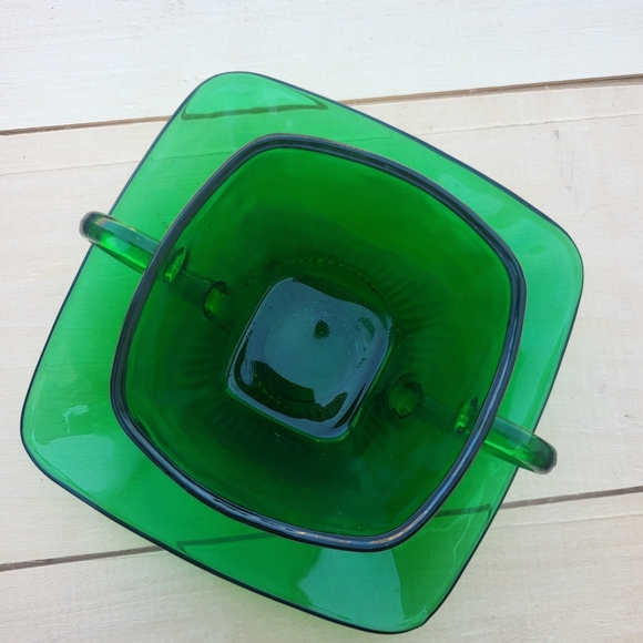 2pc Vtg Anchor Hocking Firest Green Charm Glassware~ Sugar Bowl Cup/Saucer Set - Picture 2 of 3